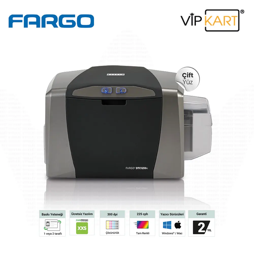 Fargo DTC1250e Kart Yazıcı - Çift Yüz | Doğrudan Karta Baskı [DTC]