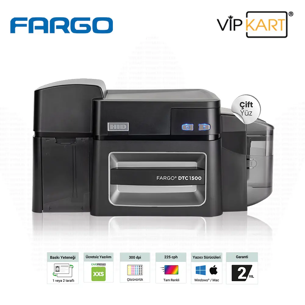 Fargo DTC1500 Kart Yazıcı - Çift Yüz | Doğrudan Karta Baskı [DTC]